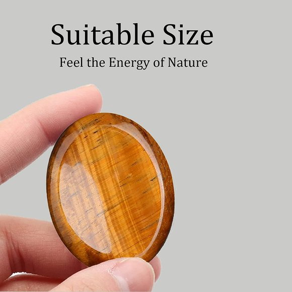 Thumb Worry Stone Tiger's Eye Quartz Crystal Rock GIFT BAG Anxiety Crystal NEW - Picture 4 of 6